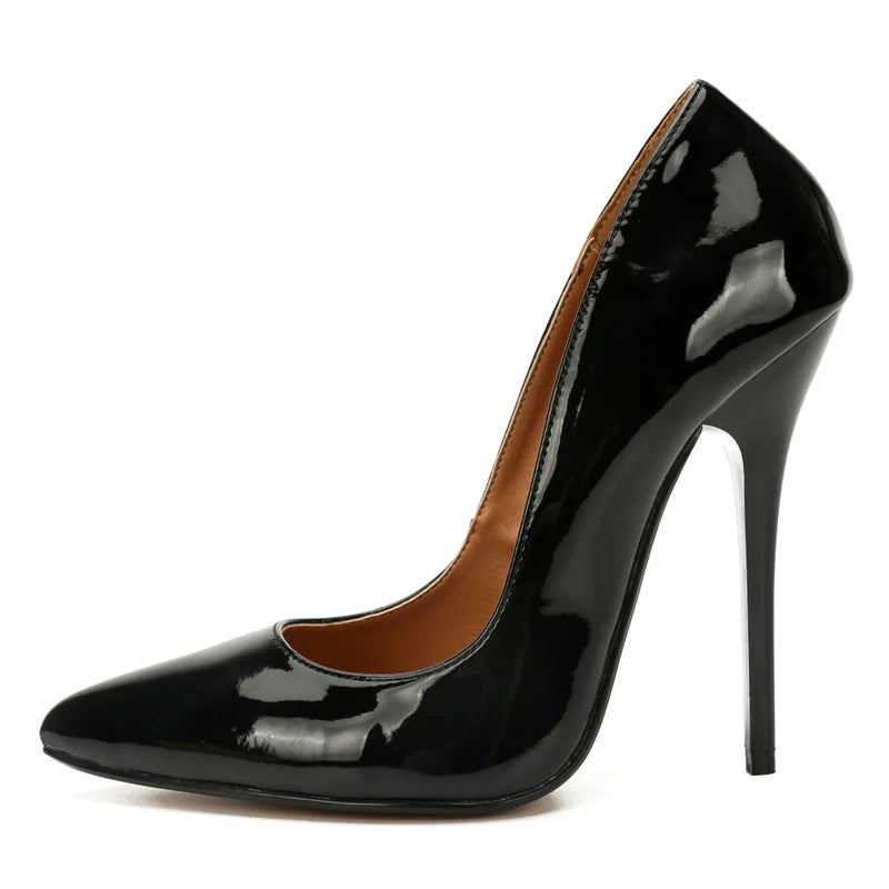 Sexy Extreme High Heels Pumps Women Shoes Large Size 45 Point toe Black Red Heeled Autumn Office Party Wedding Shoes Female
