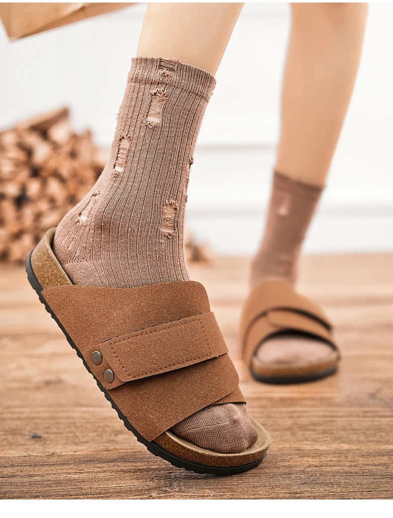 Brand Men Women Sandals Summer Designer Couple Cork Clogs Sandals Luxury Classic Unisex Mules Beach Slide With Adjustable Buckle