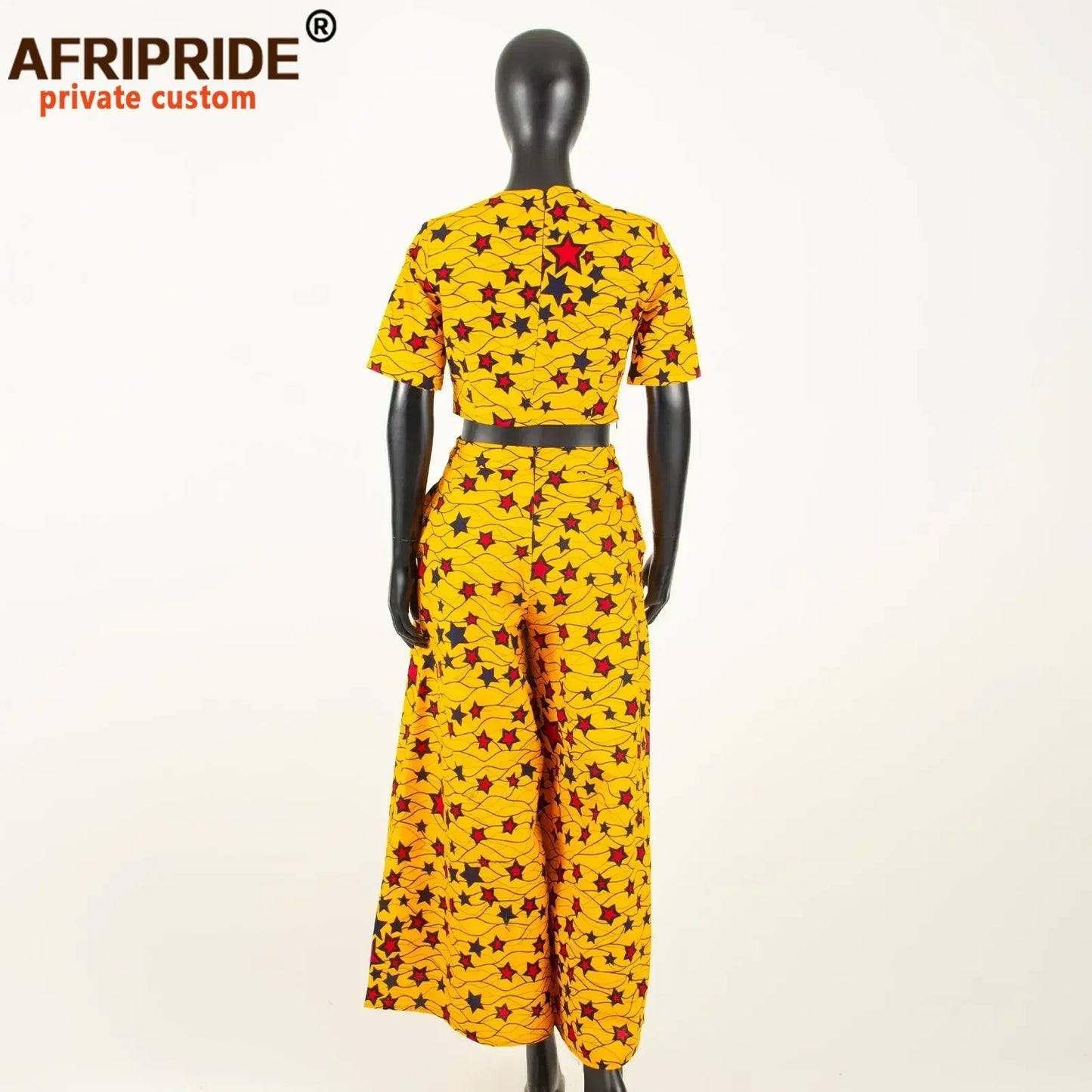 African Clothes for Women Crop Top and Wide-leg Pants 2 Piece Set Print Outfits Vintage Elegant Fashion Ankara Attire A2326002