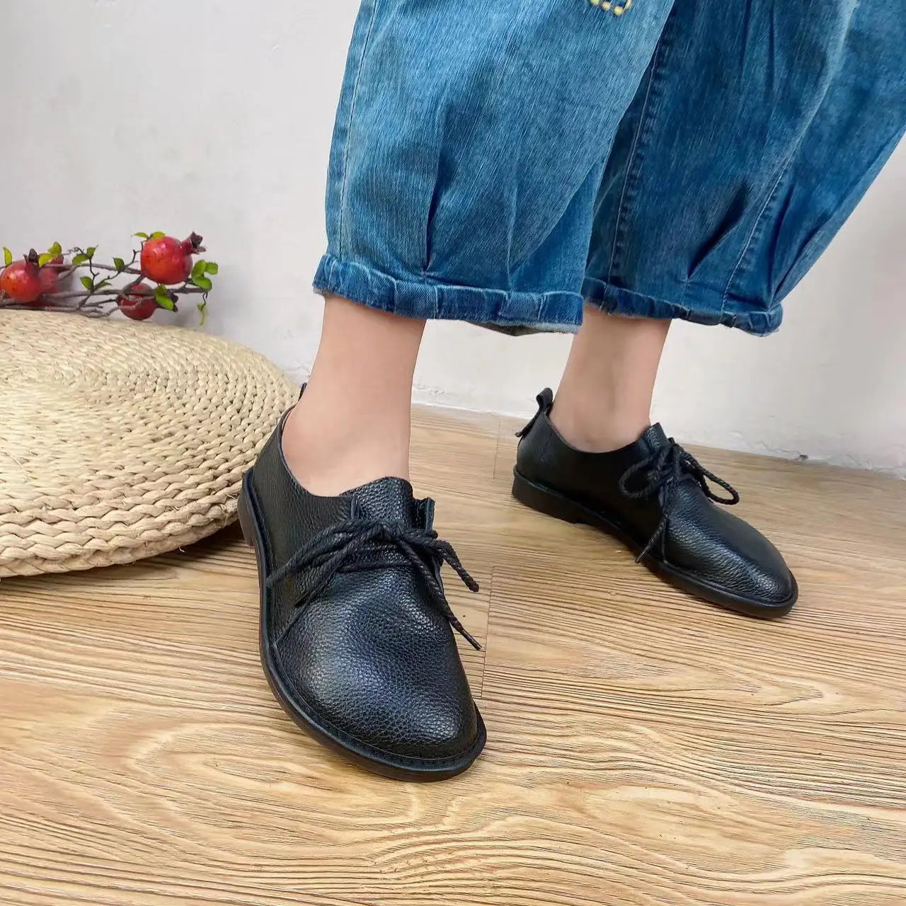 Careaymade-Genuine Leather big size women's boots,Top Layer Cowhide Soft Sole Casual Women's Shoes Solid Color Lazy men's Shoes