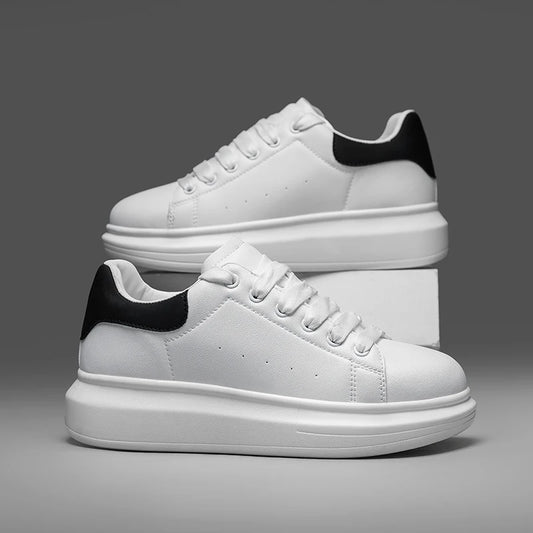 New Black & White Platform White Sneakers, Casual Thick Sole Shoes for Men & Women, Fashion All-Match