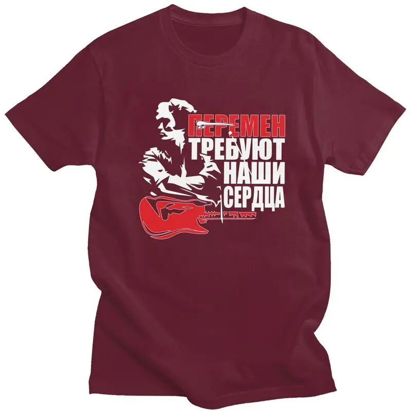 Custom Classic Viktor Tsoi Kino T Shirt Men Short Sleeve Cotton T-shirt Casual Russian Rock Band Legend Tees Streetwear Tshirt