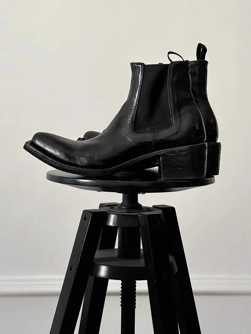 2025 High-top Men's heightened thick-soled pointed-toed Chelsea British casual trendy high-heeled wizard boots