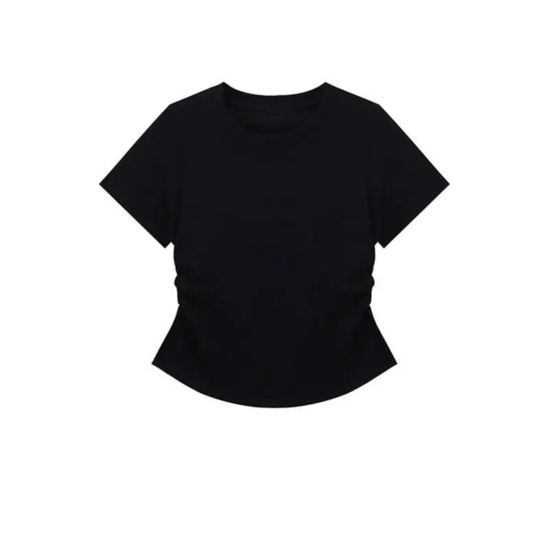 Women Summer Short Sleeve Top Slim Fit Round Neck Tee Breathable Casual
