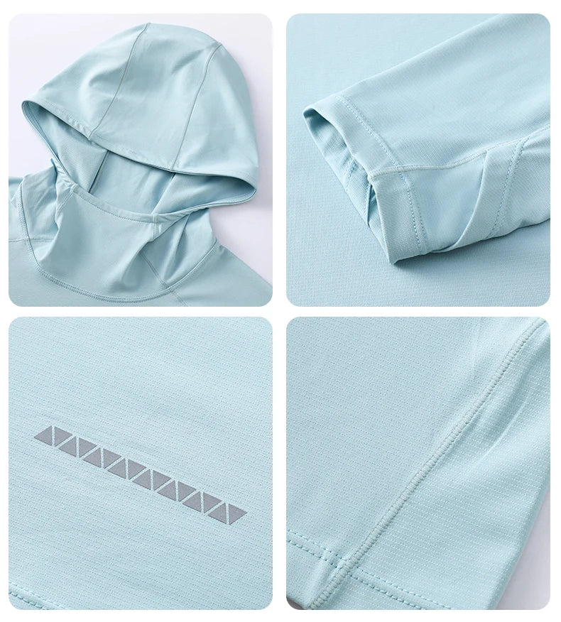 Lightweight Hooded Long-Sleeve Top for Outdoor Sports: Sun Protection, Breathable, Moisture-Wicking, Elastic Unisex