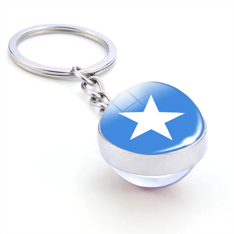 Africa National Flag Keychain  Nigeria South Africa Keyrings Crystal Ball Jewelry Fashion Double Side Glass Ball Men Women Gift