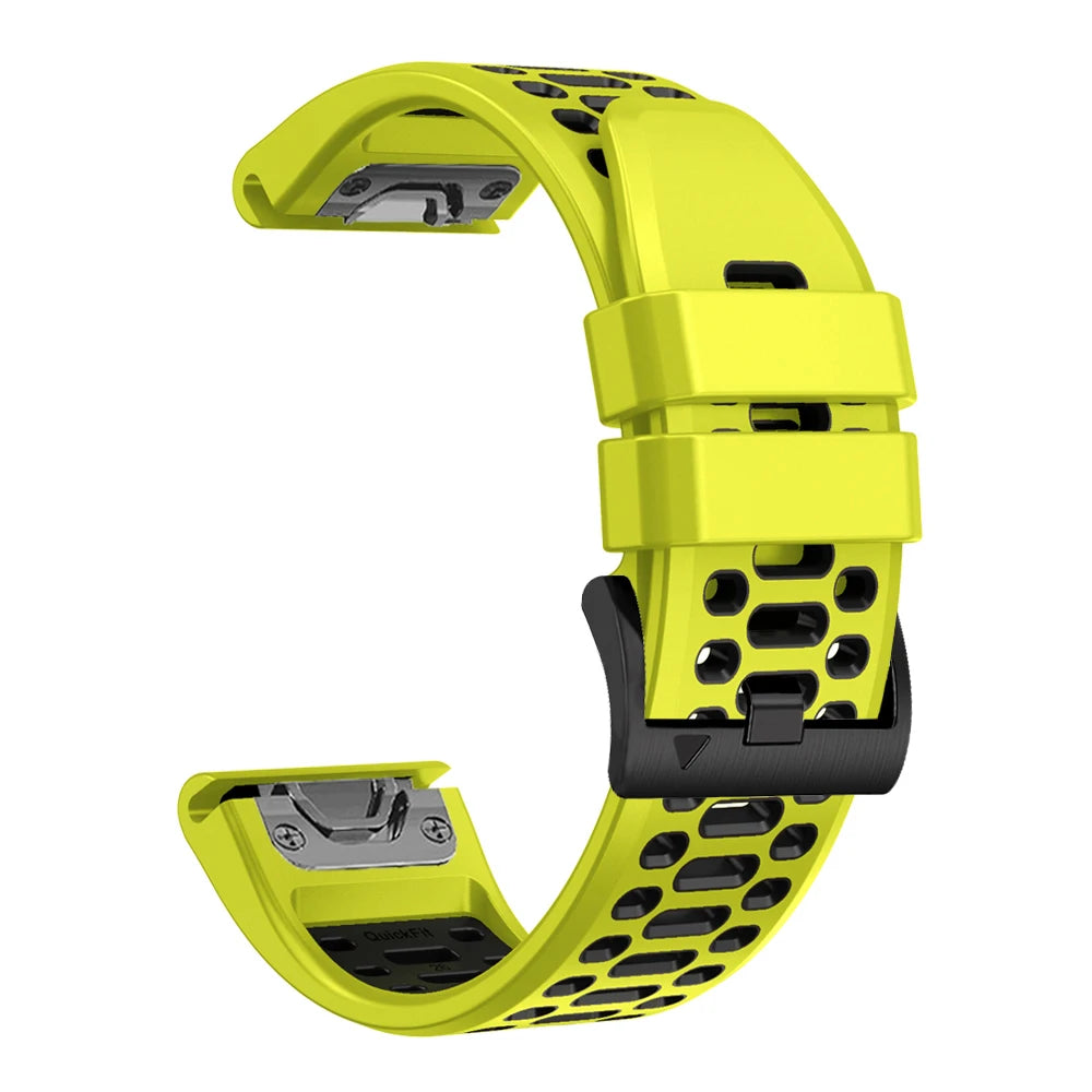 Sport Two-Tone Breathable Silicone Watch Band For Garmin Fenix 7X 7 Pro 6X 6 5 5X Plus/Epix 2 47mm 51mm QuickFit 26/22mm Strap
