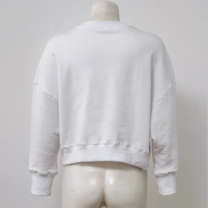 100% Cotton Women's Drawstring Sweatshirt Autumn New Casual Solid Long Sleeved Korean Fashion Streetwear Female Pullover