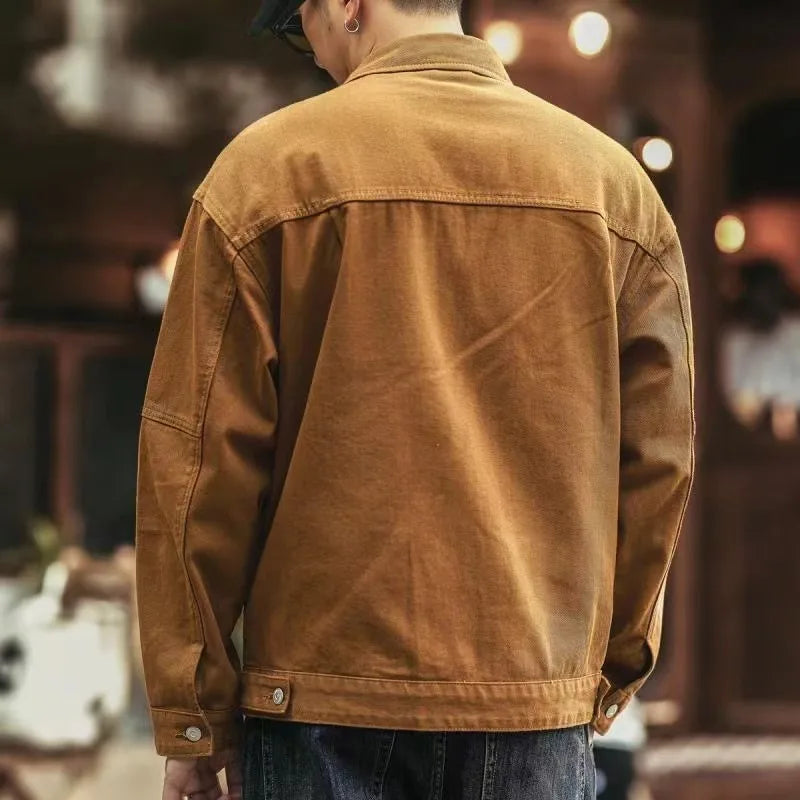 American Style Heavyweight Retro Workwear Jacket Men's Spring Autumn New Trend Loose Hardman Hunting Denim Coat Casual Fashion