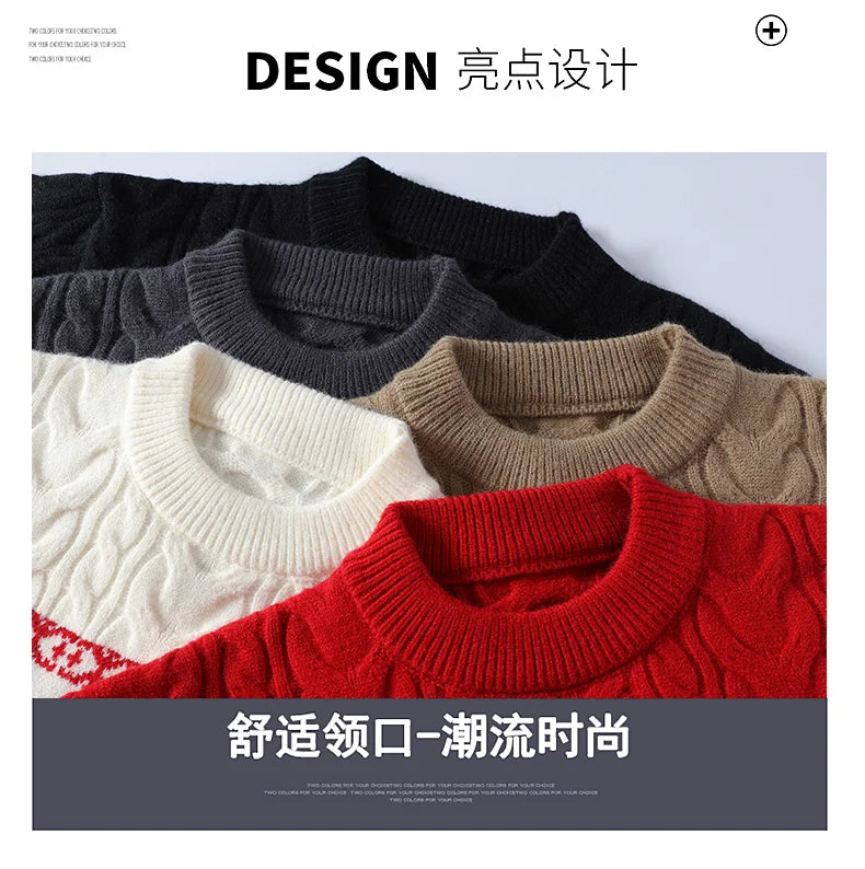 2024 Winter sweater new High End Luxury Cashmere Sweater Men Thick Warm Mens Sweaters With Deer Korean Harajuku Christmas Jumper