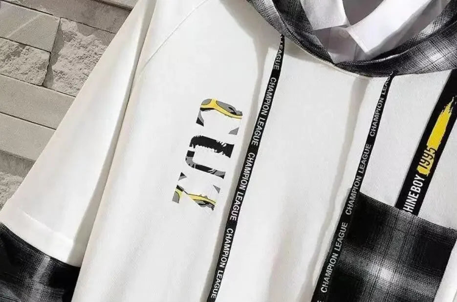 Sports Suits Jogging Male T Shirt Alphabet Pants Sets Hooded Clothes for Men Plaid Top Stylish Tracksuit Original Brands Cool S