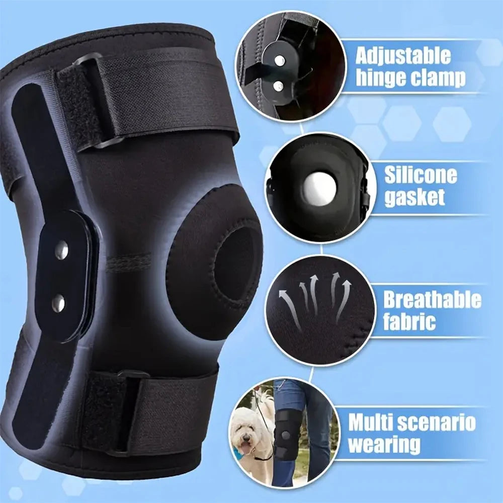 Patella Hinged Knee Braces Orthopedic For Knee Pain With Springs Compression Removable Steel Splint Support Knee Sleeve