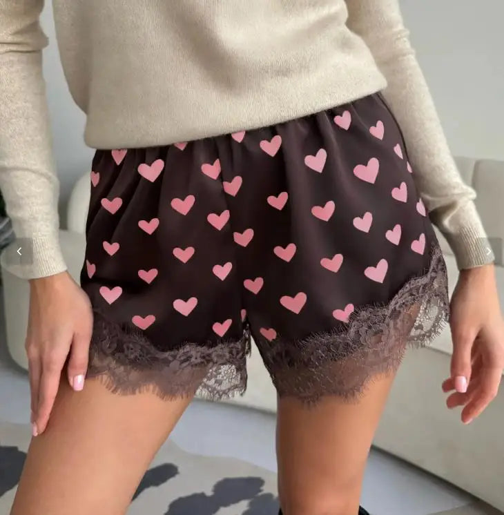 Women Summer Lace Satin Shorts y2k Elastic Waist Mini Shorts Coquette Aesthetic Boxer Slip Pettipants French Knickers Bottoms