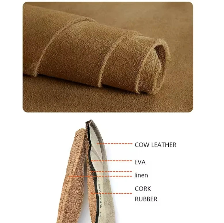 Genuine Leather Men Women Cow Suede Slippers Boy Girl Beach Slides Classic Cork Footbed Women Sandals  With Orthopedic Diabetic