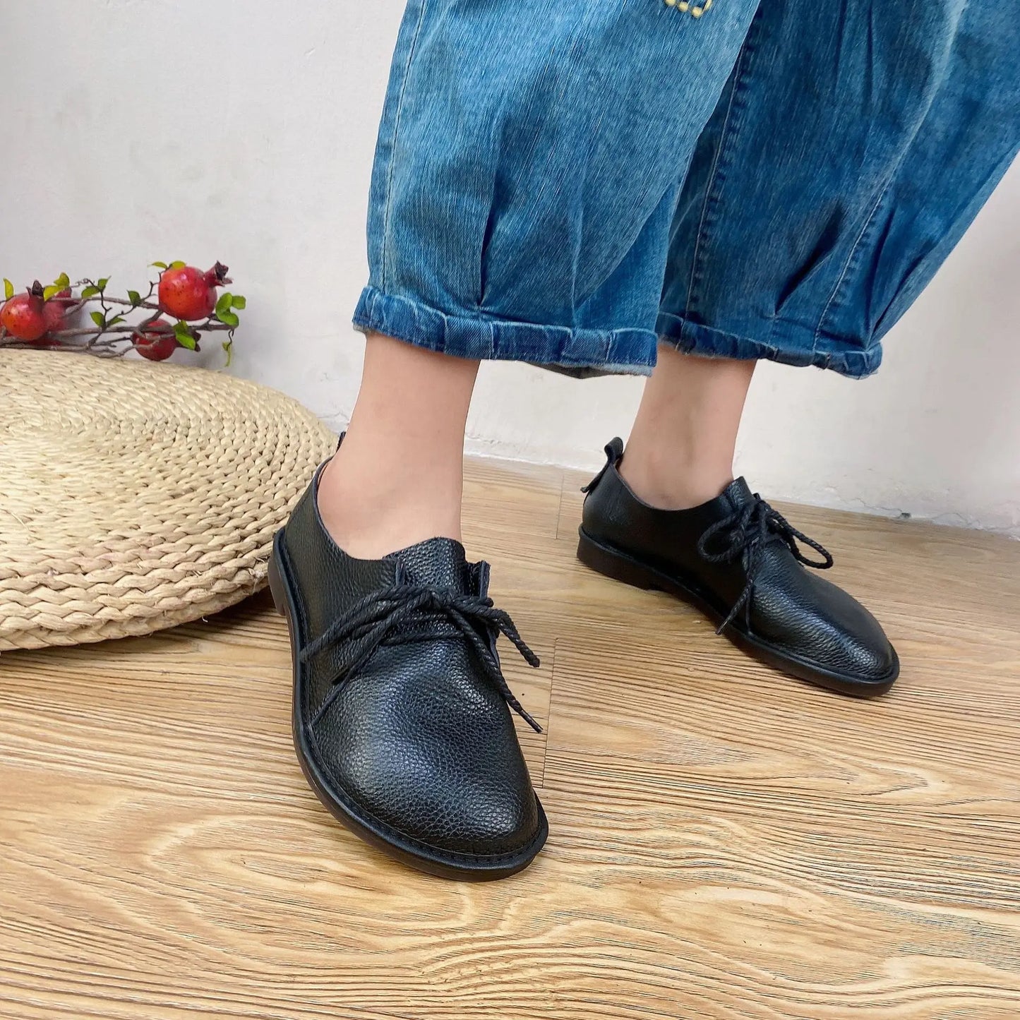 Careaymade-Genuine Leather big size women's boots,Top Layer Cowhide Soft Sole Casual Women's Shoes Solid Color Lazy men's Shoes