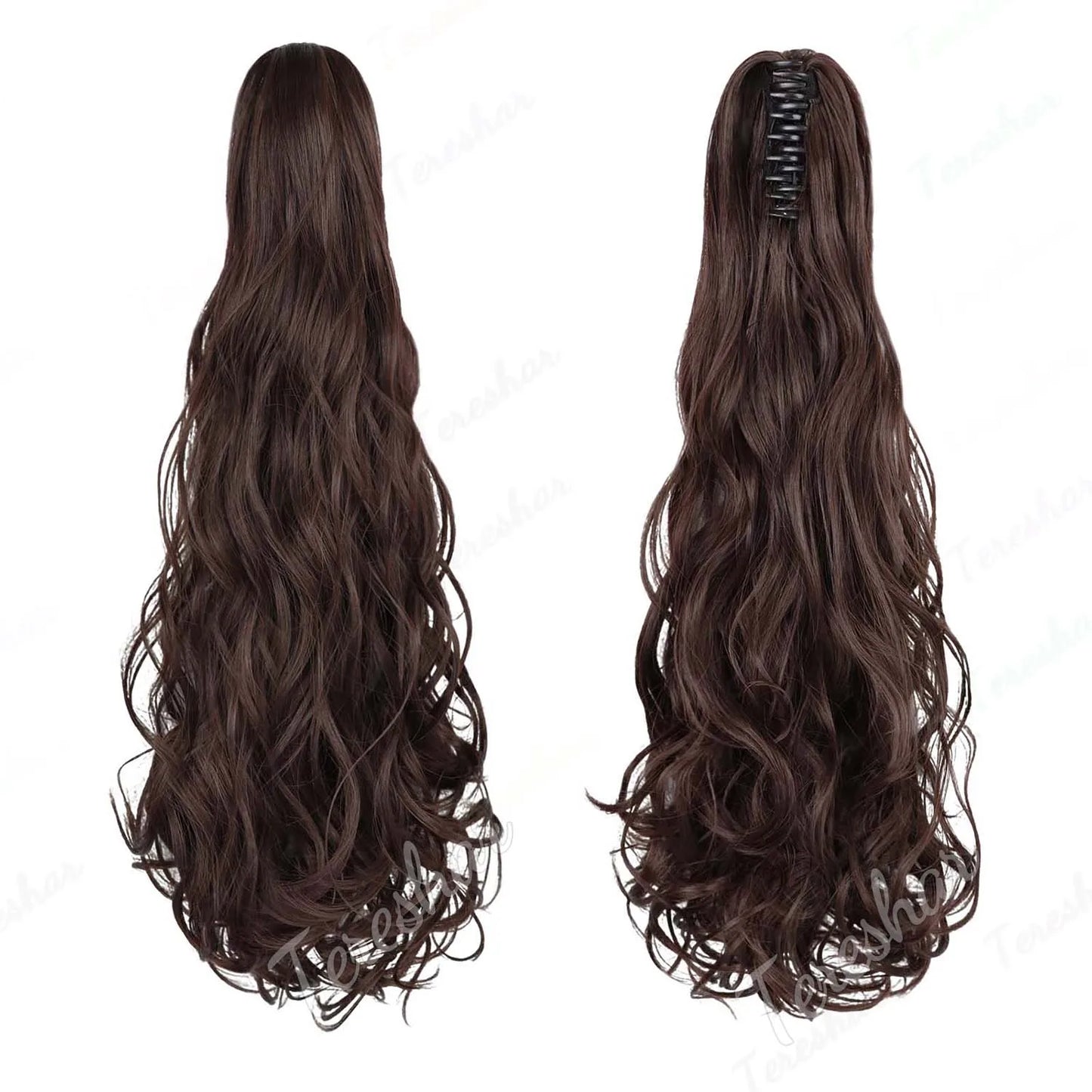 Tereshar Synthetic Ponytail Extension Claw Ponytail Extension Wavy Curly pony tails hair extensions Fake Hair Pieces for Women