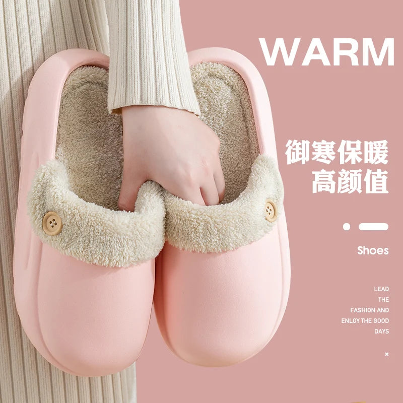 Winter Waterproof Warm Plush Slippers for Young People,Women,Men