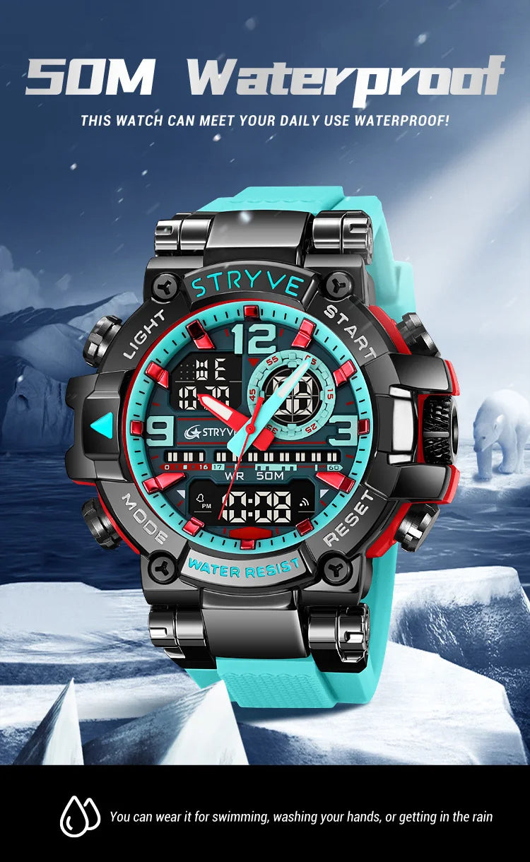 Fashion Stryve Watches S8025 Men's Cool Colorful Sports Digital Watches Fashion Designer Dual Movement Men's Wrist Watch