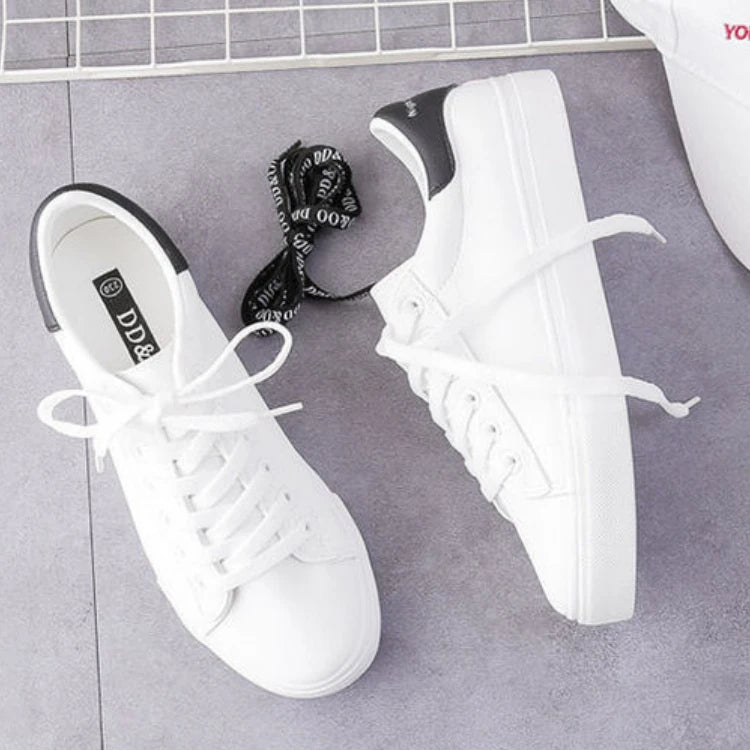 Women's Vulcanize Shoes PU Leather White Shoes New Fashion Platform Shoes Solid Color Casual Shoe Classic Women Sneakers Zapatos