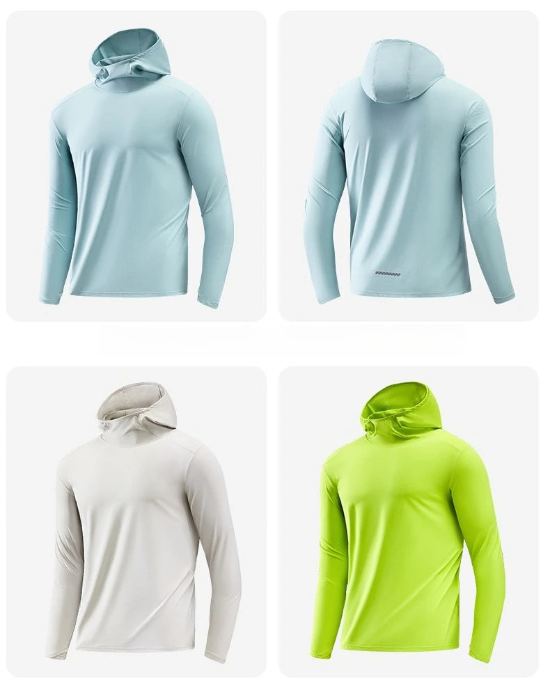 Lightweight Hooded Long-Sleeve Top for Outdoor Sports: Sun Protection, Breathable, Moisture-Wicking, Elastic Unisex