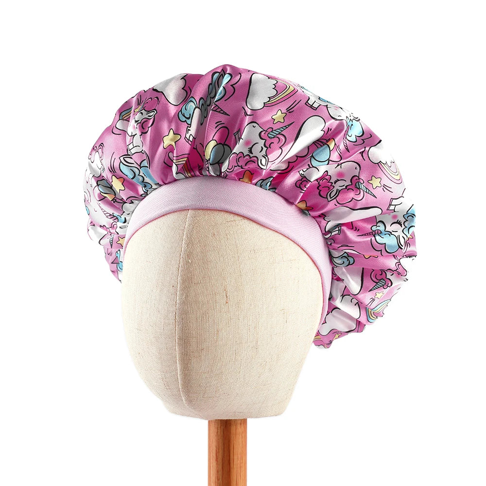 Fashion New African Children Adjustable Printing Ankara Satin Bonnet Sleep Cap Baby Kids Satin Bonnet Sleep Hat Silk Shower Cap