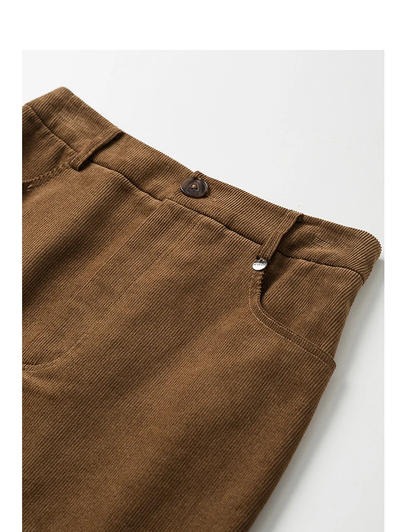 TOYOUTH Women Midi Skirt 2025 Autumn New Retro Corduroy Elastic Waist Pure Cotton A Line Mini Skirt