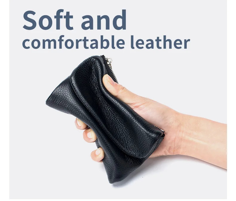 Short Genuine Leather Wallet Women RFID Card Holder Purse Ladies Mini Soft Real Cow Leather Clutch
