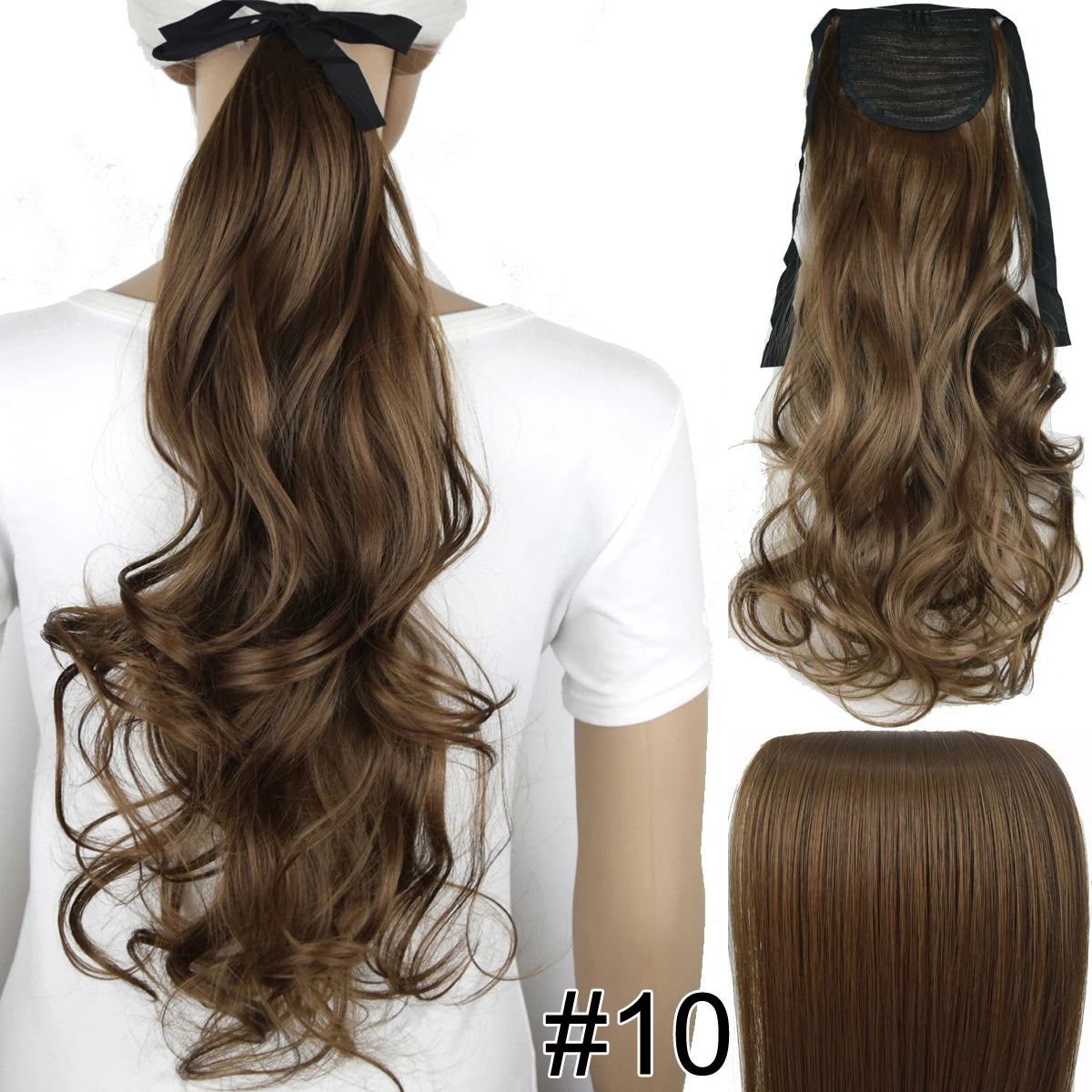 TOPREETY  Synthetic Hair Fiber Heat Resistant Wavy Ribbon Clip in Ponytail Extensions 1008