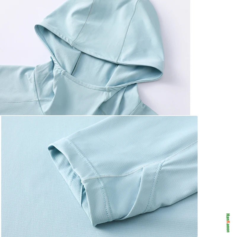 Lightweight Hooded Long-Sleeve Top for Outdoor Sports: Sun Protection, Breathable, Moisture-Wicking, Elastic Unisex