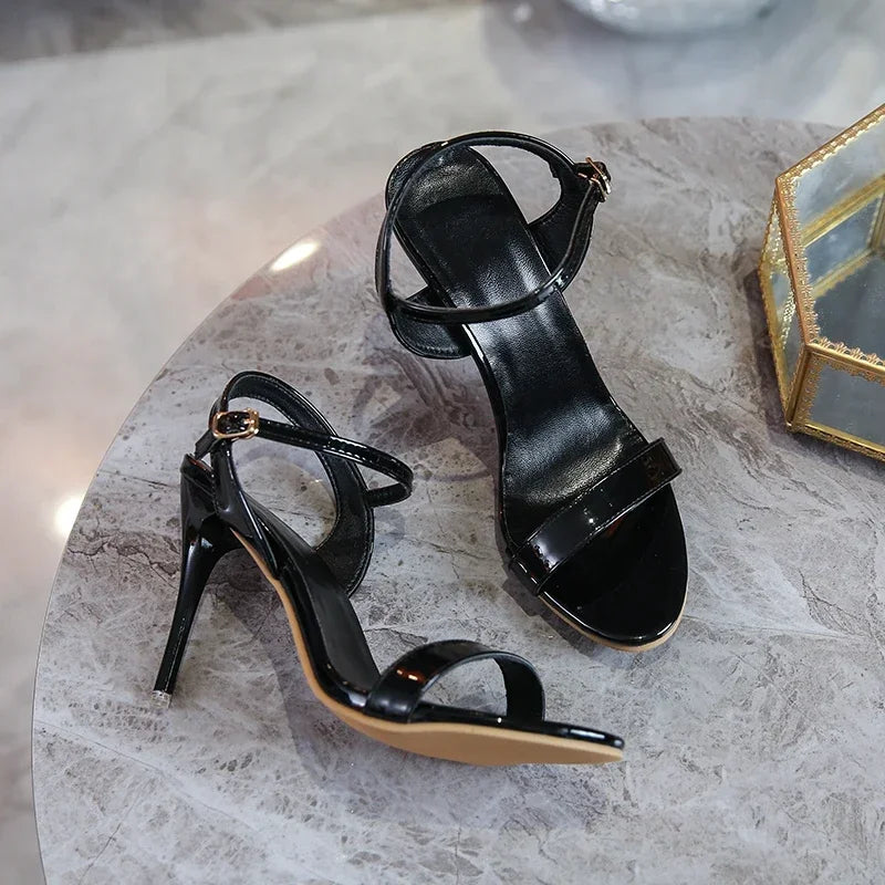 Large Size 45 Women's Sandals 2025 Summer High Heels Fashion Open Toe Sandals Buckle Party Shoes Sexy Thin Heels Wedding Shoes