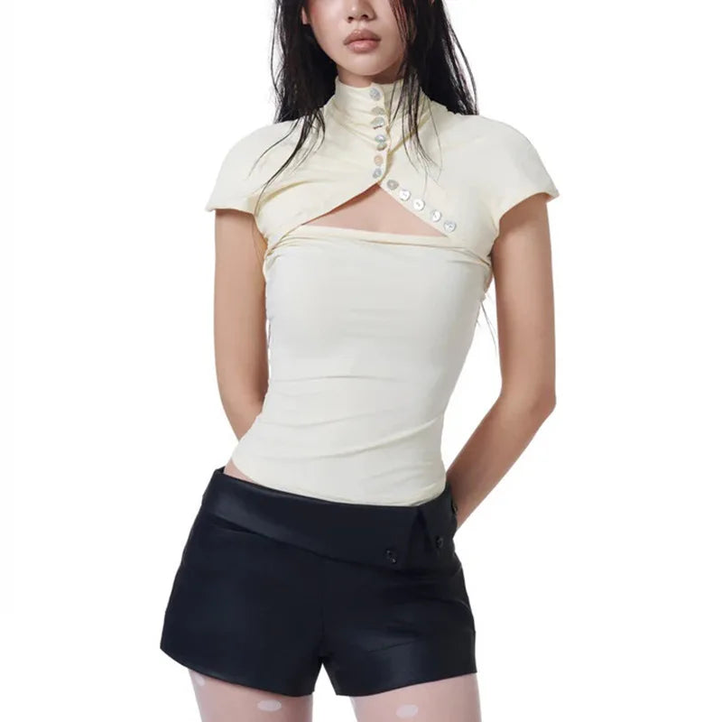 Y2K women's clothing Retro embroidered tops slimming sexy fashionable street trend simple high-end fashionable hotsweet Harajuku