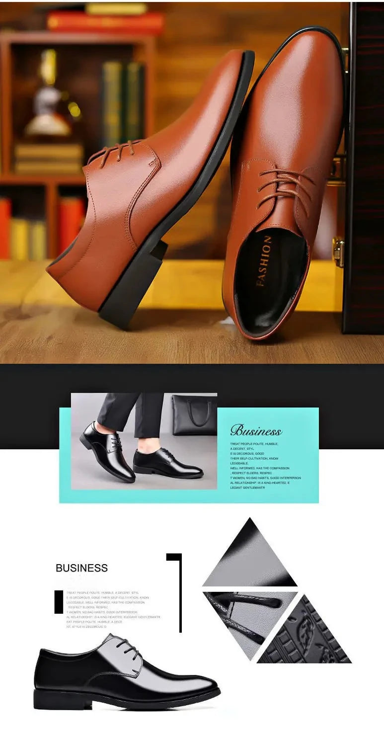 Fashionable Men's Leather Shoes Trendy Cowhide Men sneaker British Formal Men's Leather Shoes Soft Lace-up Leather Shoes for Men