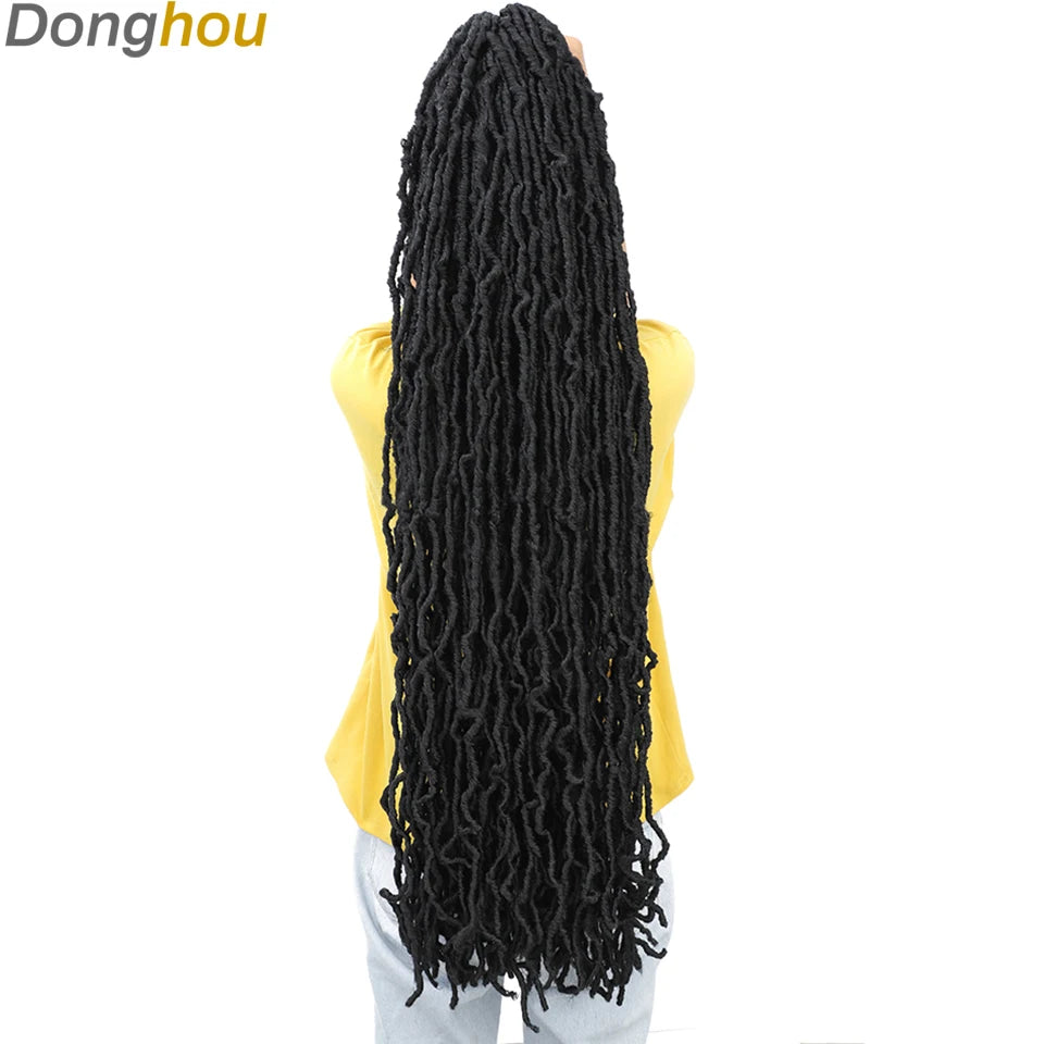 Long Goddess Faux Locks Crochet Braids Brown Blue 1B 30 350 Soft Locs Braiding Hair Synthetic Faux Locs Crochet Hair Extensions