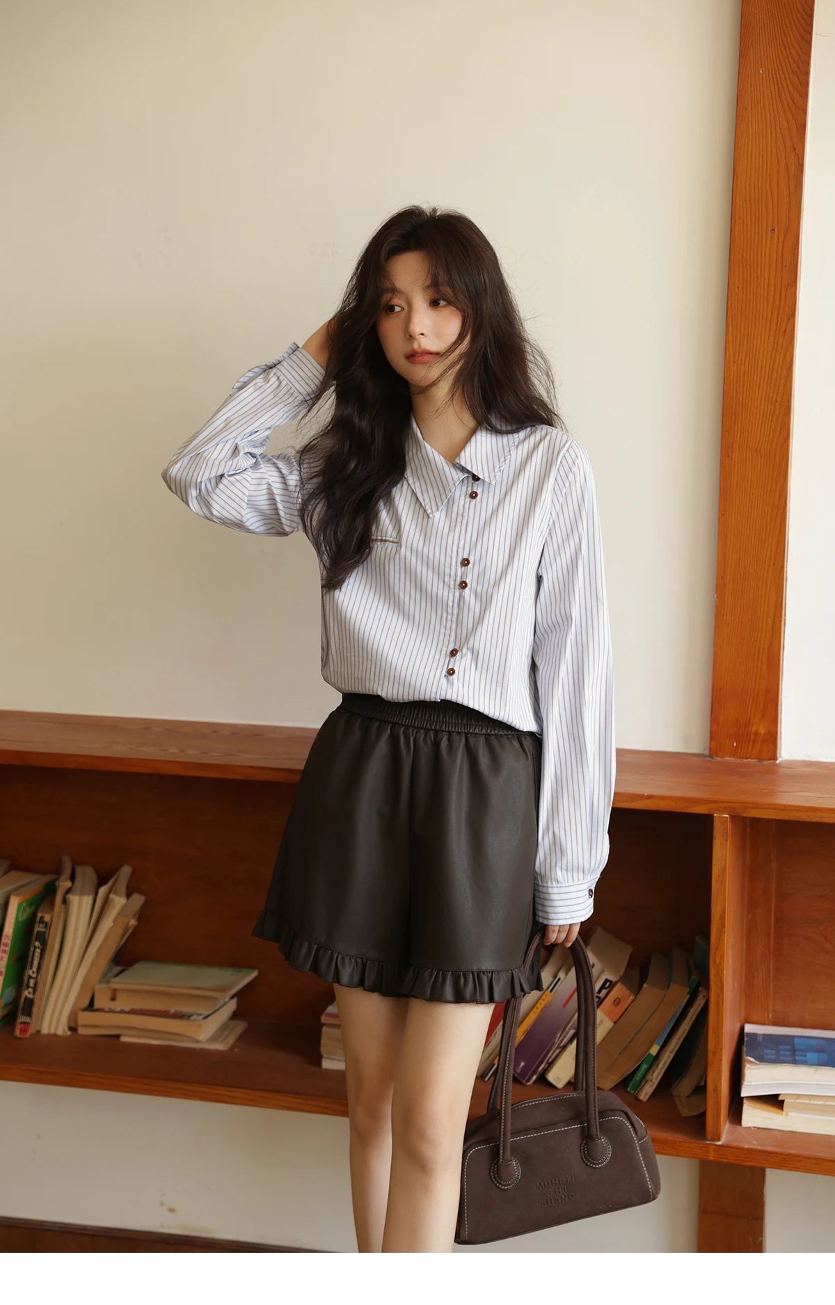 MISHOW Women's Striped Asymmetric Shirt 2025 Autumn New Arrival Vintage Loose Long Sleeve Tops Commuter Woman Clothes MXE42C2375 BAZAARHUBO