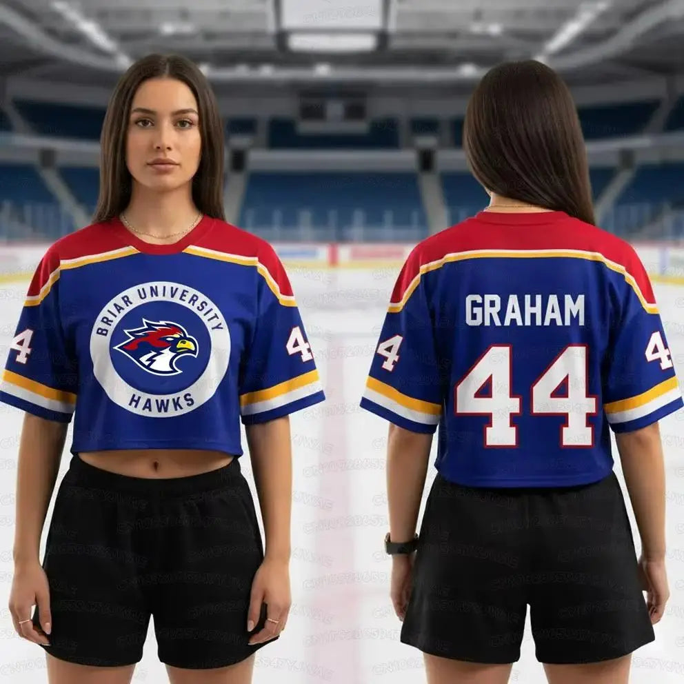 Summer Women's Off Campus Briar University Graham 44 DI LAURENTIS 66 Crop Top Football Jersey Short Sleeve Crop T-shirt Tops