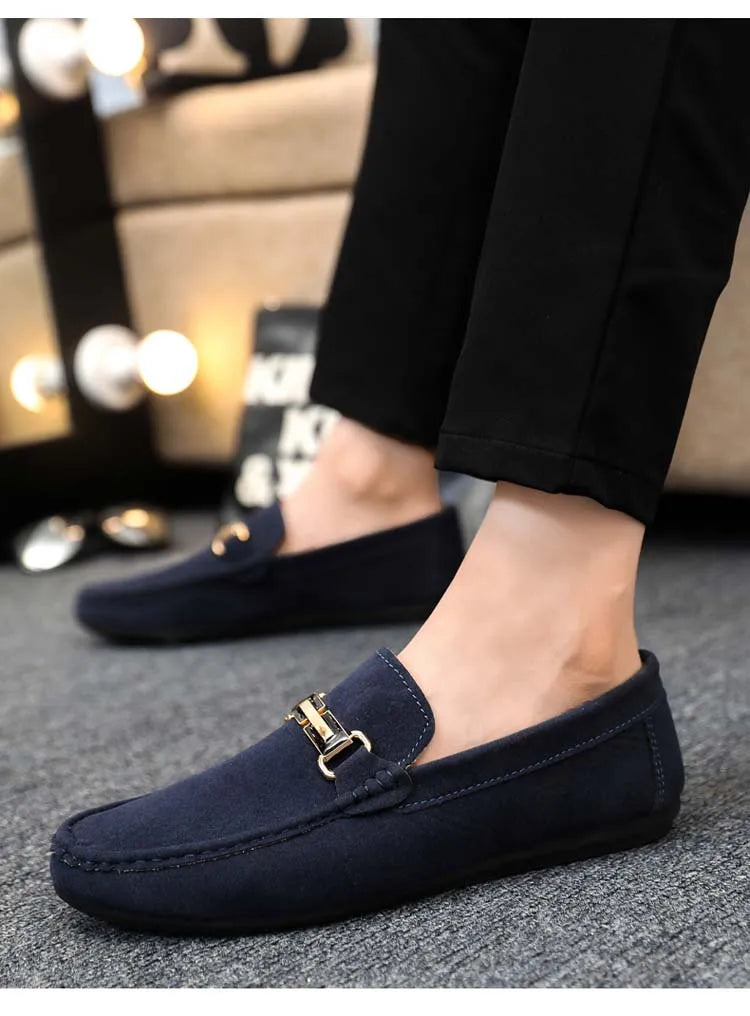Spring and Summer Men's Shoes, Low-Cut Beanie Shoes, Versatile Casual Shoes, Breathable Leather Shoes, Black Work Shoes, Slip-Ons