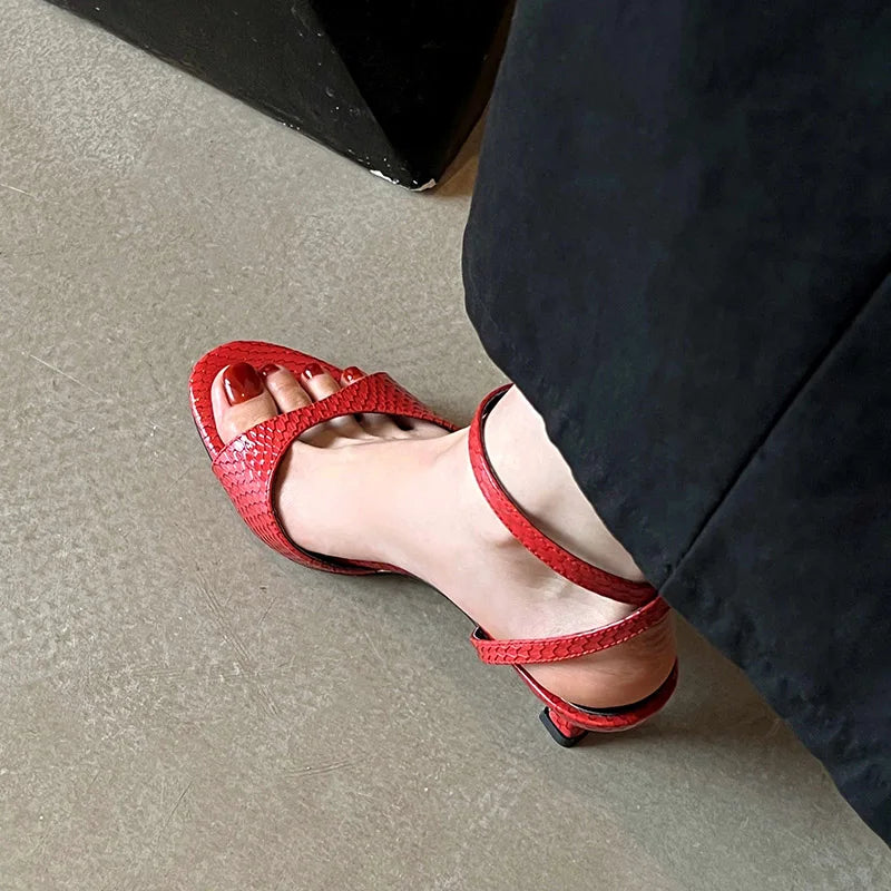 QUTAA 2025 Sexy Women High Heels Sandals Open Toe Pumps Shoes Slingbacks Party Genuine Leather Ankle Strap Shoes Office 34-40