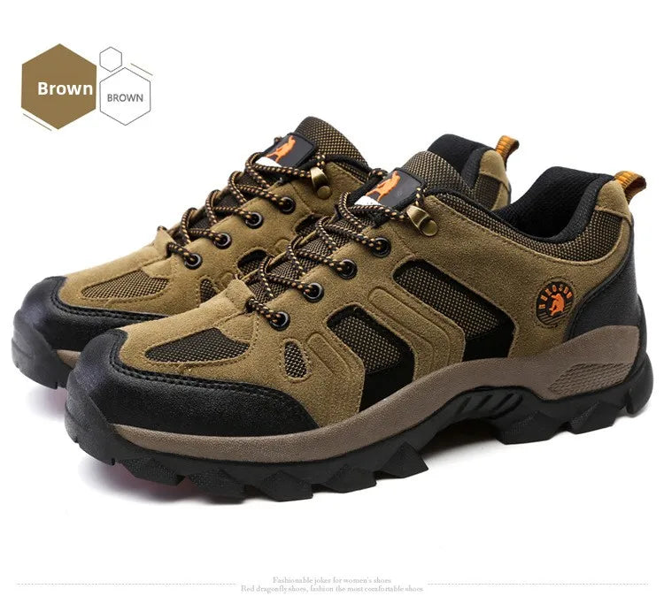 Men's Outdoor Climbing Shoes Breathable Waterproof Sports Hiking Shoes Rubber Outsole Low Cut Lace up Casual Shoes