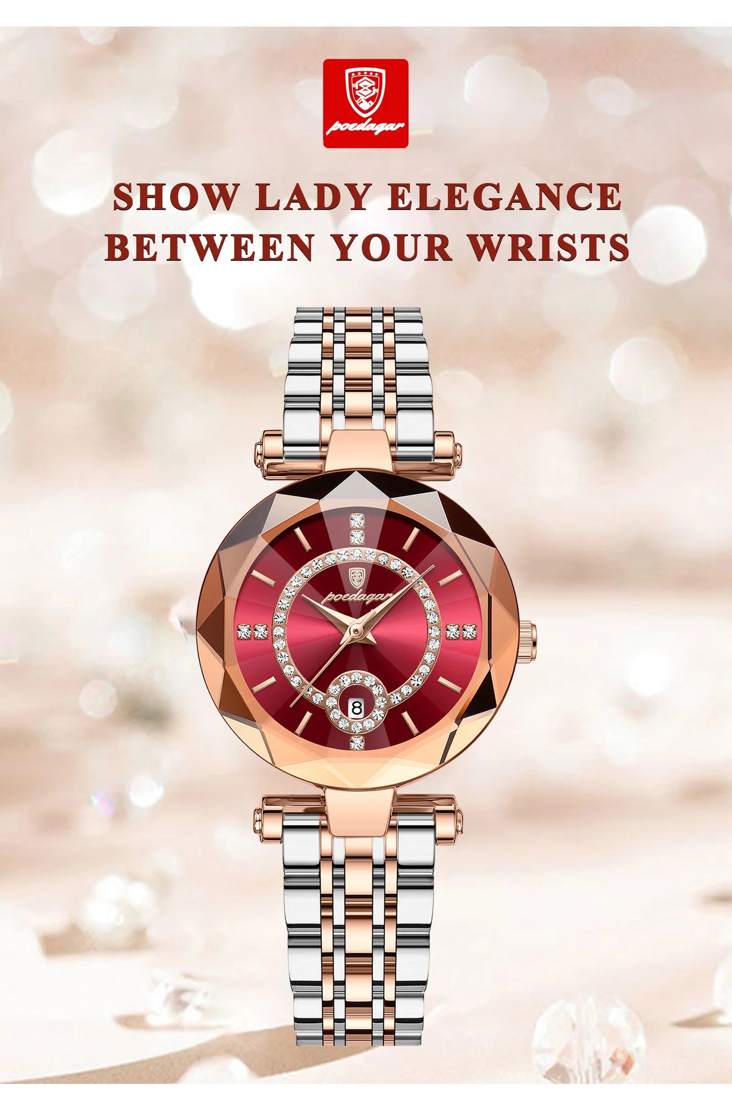 POEDAGAR Luxury Fashion Women Watches Waterproof Stainless Steel Date Diamond Ladies Watch High Quality Quartz Woman Wristwatch