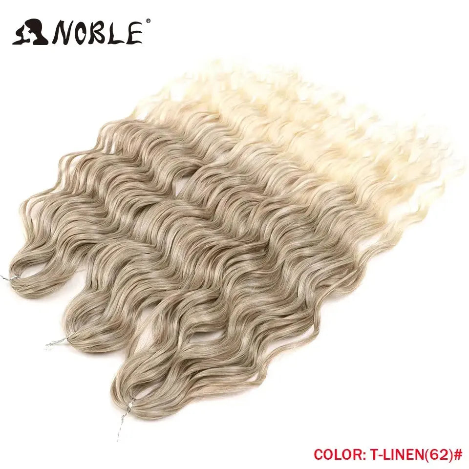 Noble 24 Inch Synthetic Hair Water Wave Braiding Hair Extensions Ombre Rainbow color Deep Wave Curl Twist Crochet Hair Extension