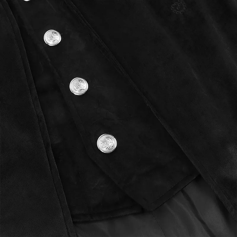 Gothic Steampunk Vintage Medieval Vampire Black Red Coat Men's Cosplay Costume Court Style Nobles Tailcoat for Autumn and Winter