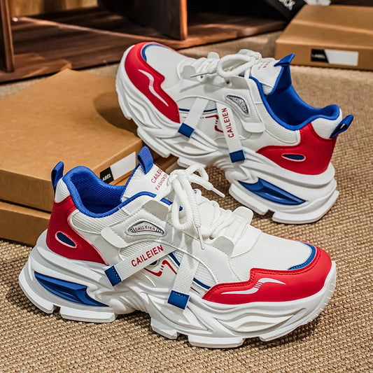 Men's Thick sole casual sneakers four seasons breathable lightweight soft-sole outdoor running shoes students speed sports shoes