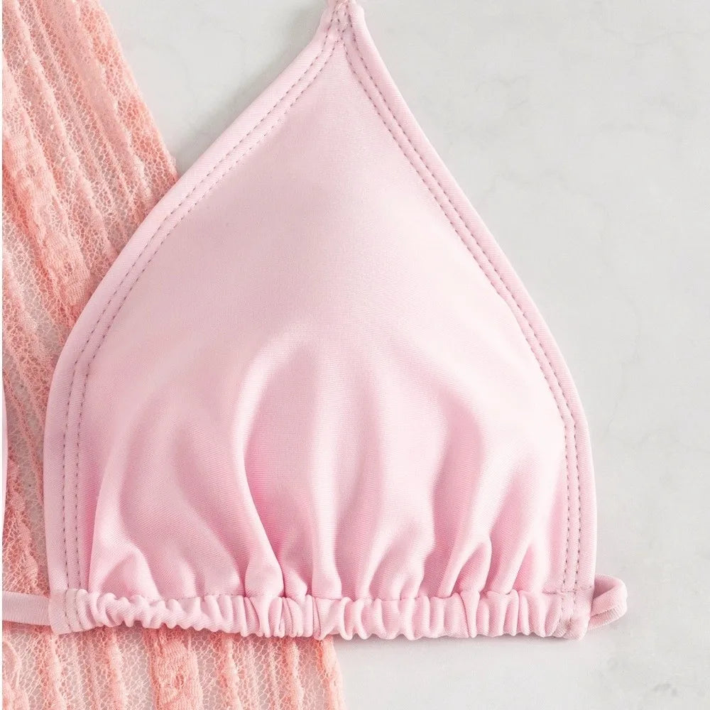 4Pcs/Set Fashion Summer Women Swimsuit Long-sleeve Party Cover-up Swimwear Vacation Casual Brazilian Beachwear for Women