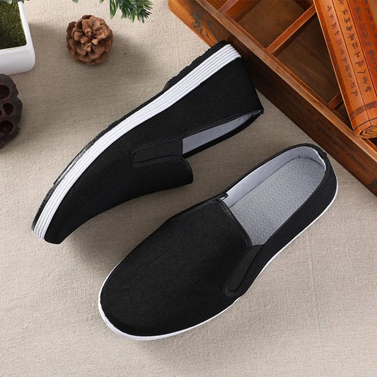 Beijing Men's Cloth Shoes New Style Work Shoes Rubber Sole Black Cloth Shoes One Step Work Shoes round Toe Breathable Wear Re...