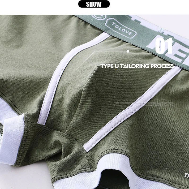 4Pcs Men's Cotton Underwear BoxerShorts Man Panties Mens Boxers Breathable U Convex Comfort Male Underpants Sexy Male Boxers