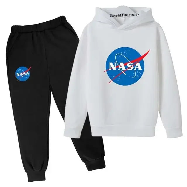 Casual Spring Autumn 2pcs Hoodie+jogging Pants Kids NASA Fashion Tracksuits 3-13 Years Boys Girls Trend Outfits Children Clothes