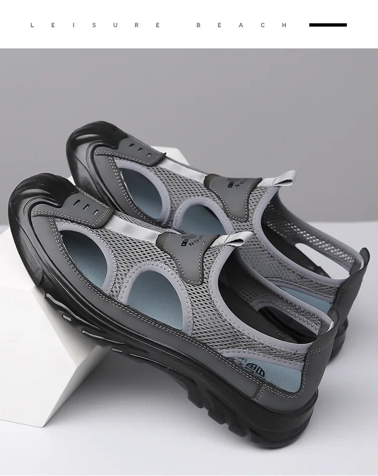 Sandals Breathable Men Shoes Mesh Outdoor Men Hollow Sandals Antiskid Beach Sandals Flats Footwear Zapatillas Hombre 2025