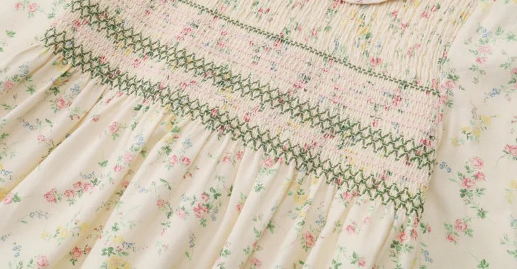 AS SS26 meadow collection pale yellow floral shabbos girls smocking dress pinstripe boys familly match clothes