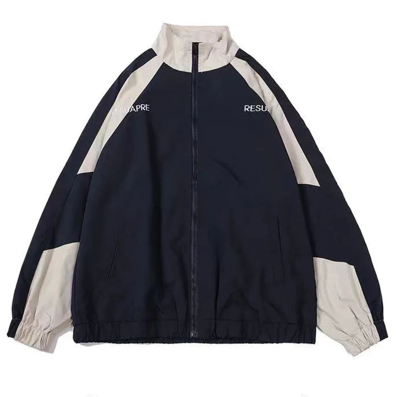 Hip Hop Varsity Jacket Men High Street Patchwork Color Block Windbreaker Outerwear Coats Spring Autumn Thin College Jackets Male