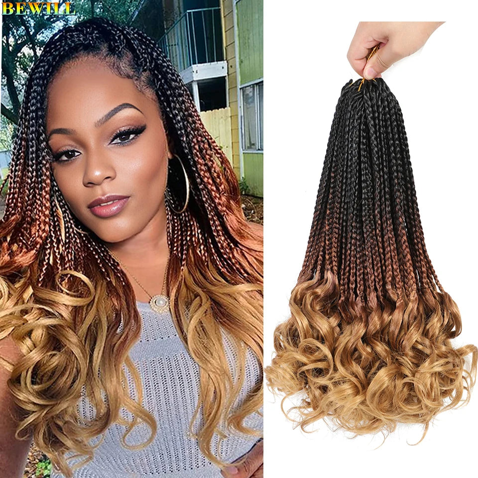 14 18 24 Inch French Curl Crochet Braids Boho Goddess French Curl Box Braids Crochet Hair Synthetic French Curly Braiding Hair